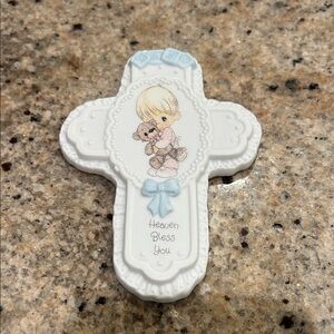 1994 Precious Moments Velvet Bisque Porcelain Cross Plaque
